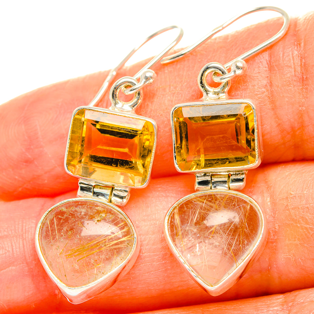 Rutilated Quartz Earrings handcrafted by Anasilvercos - EARR426514