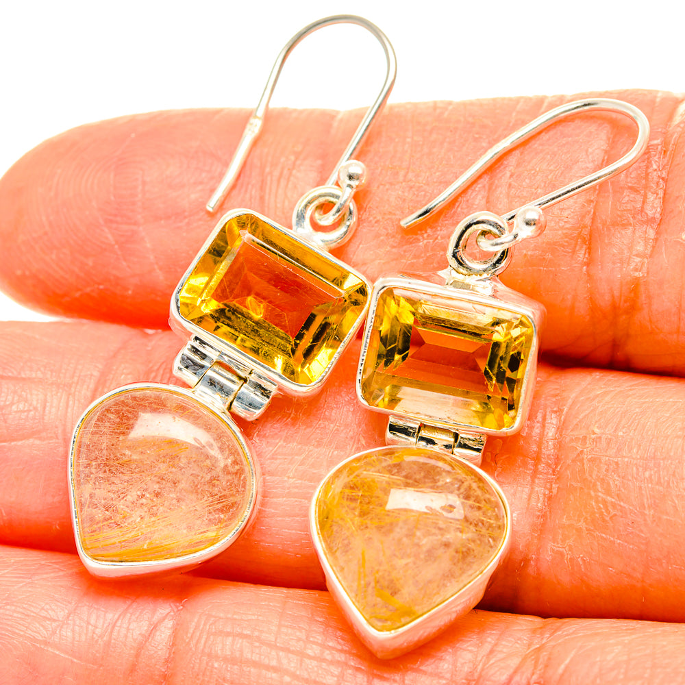 Rutilated Quartz Earrings handcrafted by Anasilvercos - EARR426530