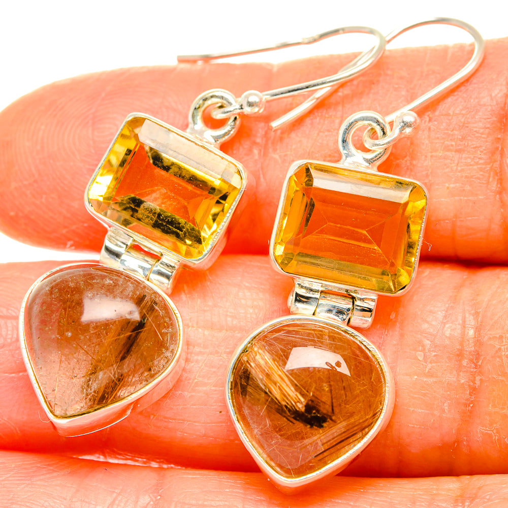 Rutilated Quartz Earrings handcrafted by Anasilvercos - EARR426535