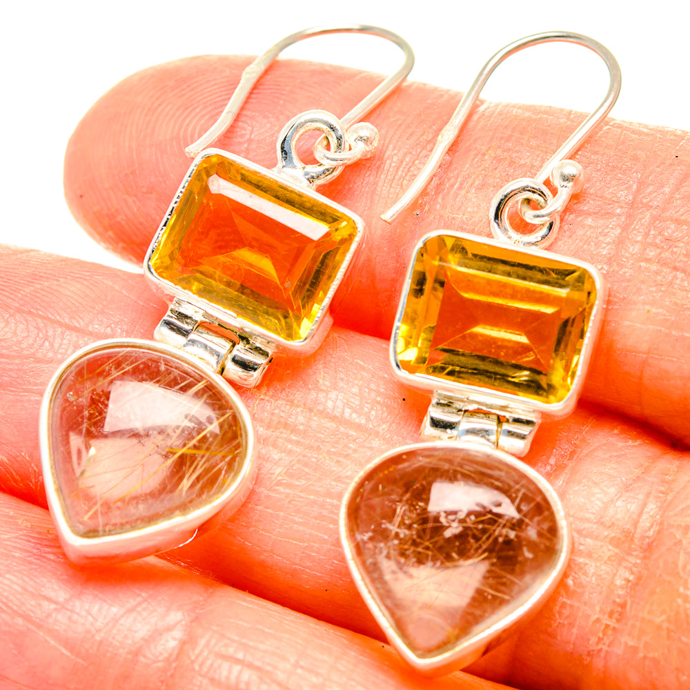 Rutilated Quartz Earrings handcrafted by Anasilvercos - EARR426538
