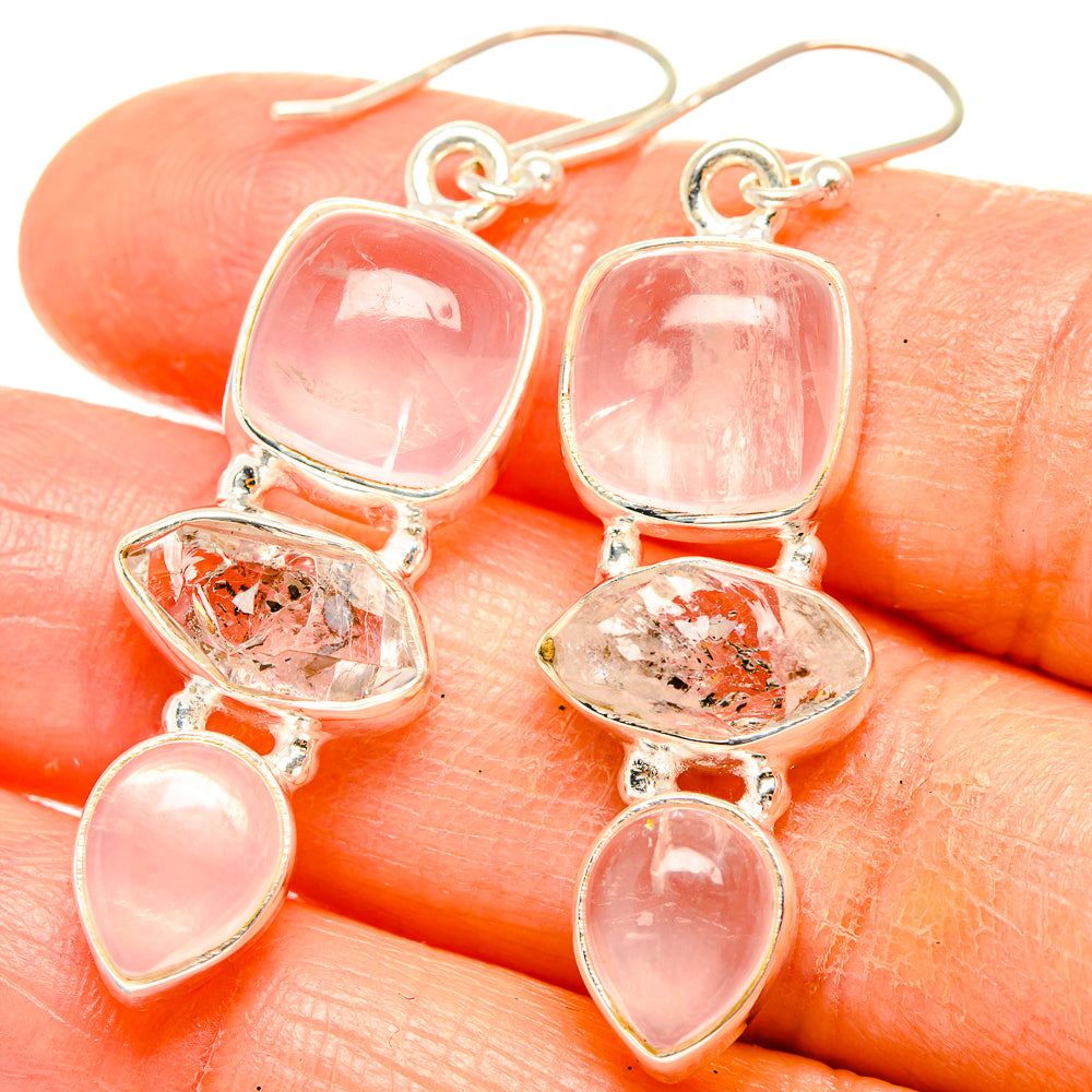 Rose Quartz Earrings handcrafted by Anasilvercos - EARR426556