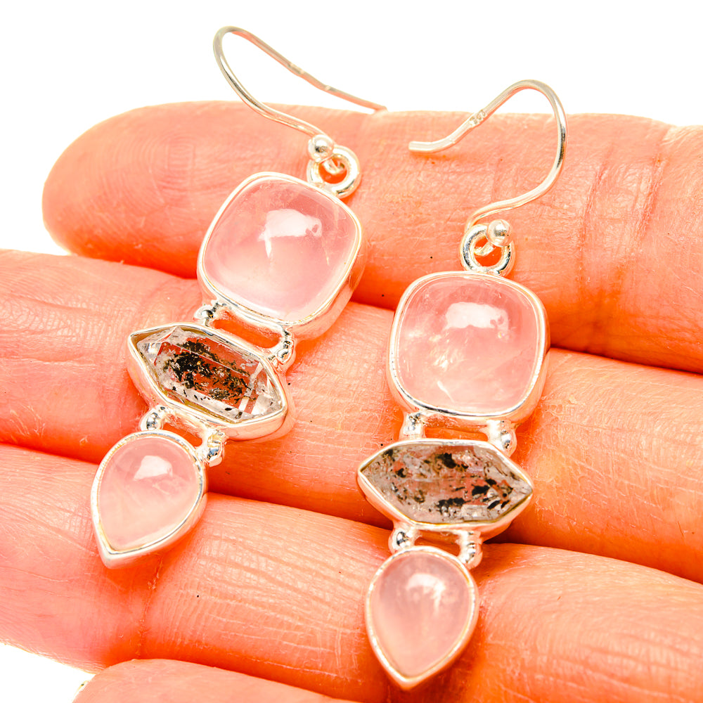 Rose Quartz Earrings handcrafted by Anasilvercos - EARR426570