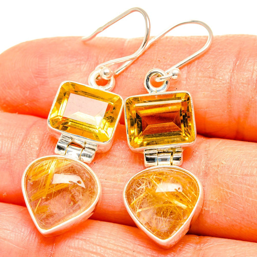 Rutilated Quartz Earrings handcrafted by Anasilvercos - EARR426571