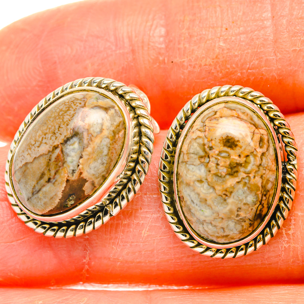 Mushroom Rhyolite Earrings handcrafted by Anasilvercos - EARR426573