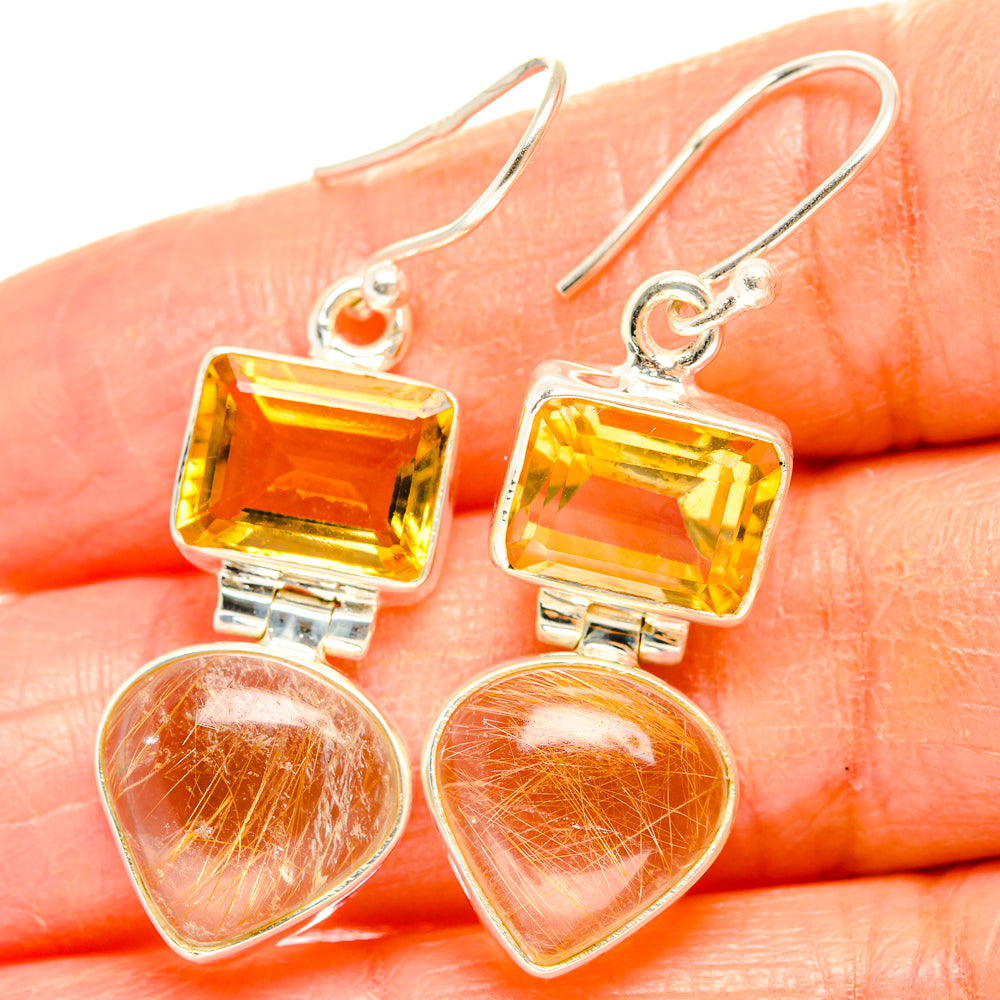 Rutilated Quartz Earrings handcrafted by Anasilvercos - EARR426587
