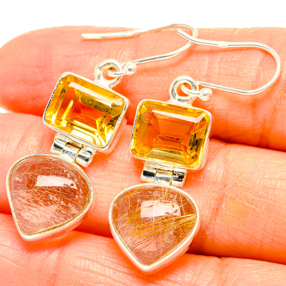 Rutilated Quartz Earrings handcrafted by Anasilvercos - EARR426595