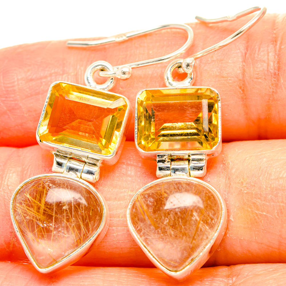 Rutilated Quartz Earrings handcrafted by Anasilvercos - EARR426599