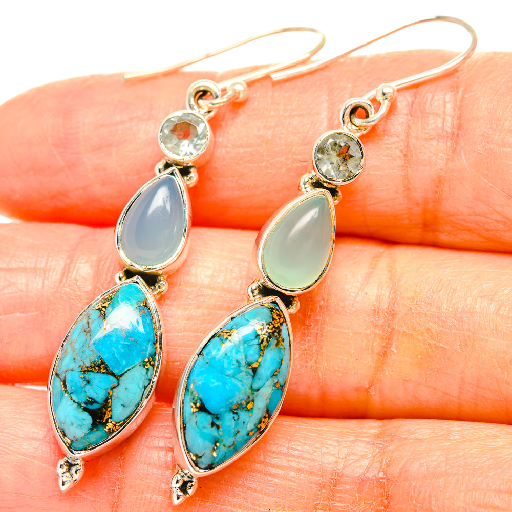 Blue Copper Composite Turquoise Earrings handcrafted by Anasilvercos - EARR426607