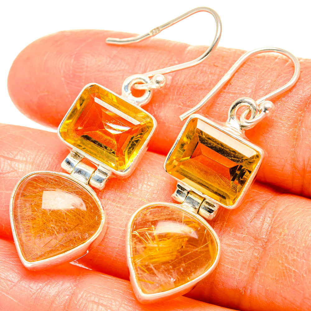 Rutilated Quartz Earrings handcrafted by Anasilvercos - EARR426644