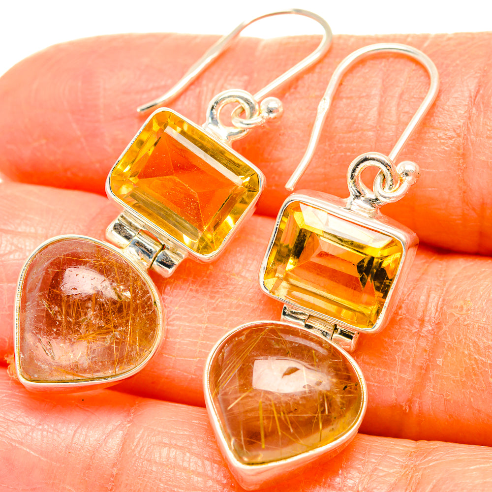 Rutilated Quartz Earrings handcrafted by Anasilvercos - EARR426649