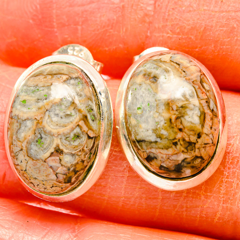 Mushroom Rhyolite Earrings handcrafted by Anasilvercos - EARR426651