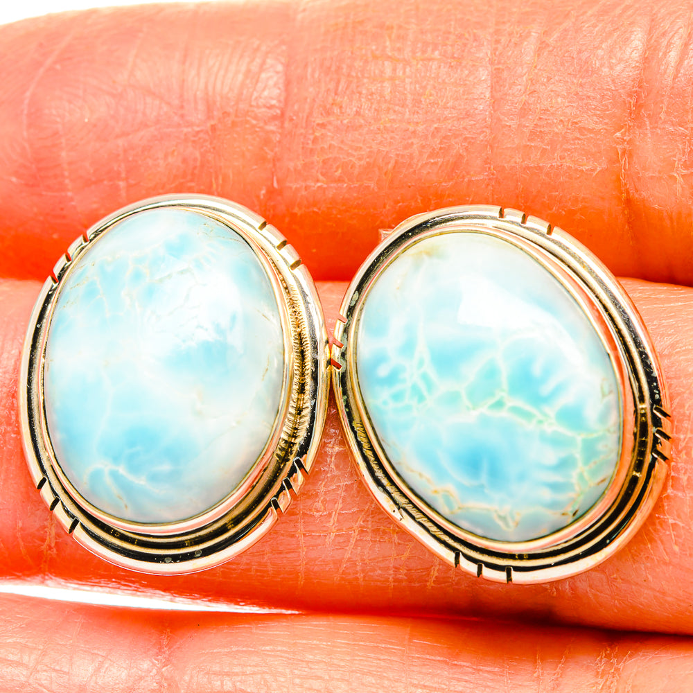 Larimar Earrings handcrafted by Anasilvercos - EARR426665