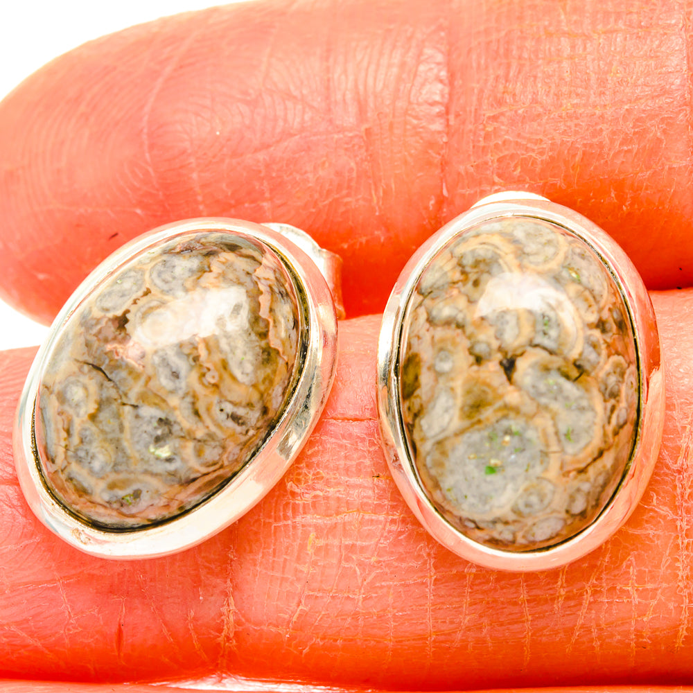 Mushroom Rhyolite Earrings handcrafted by Anasilvercos - EARR426678