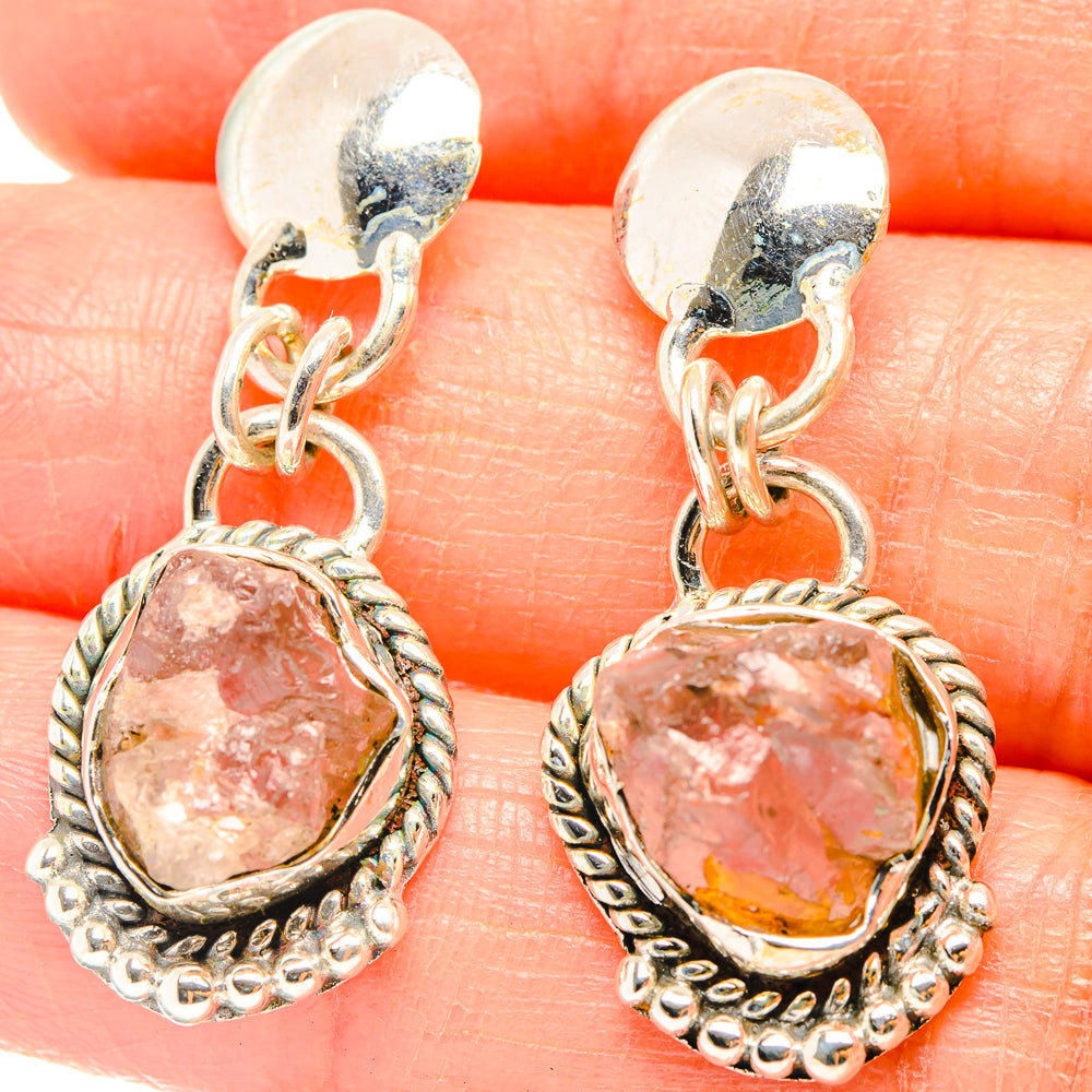 Rose Quartz Earrings handcrafted by Anasilvercos - EARR426688