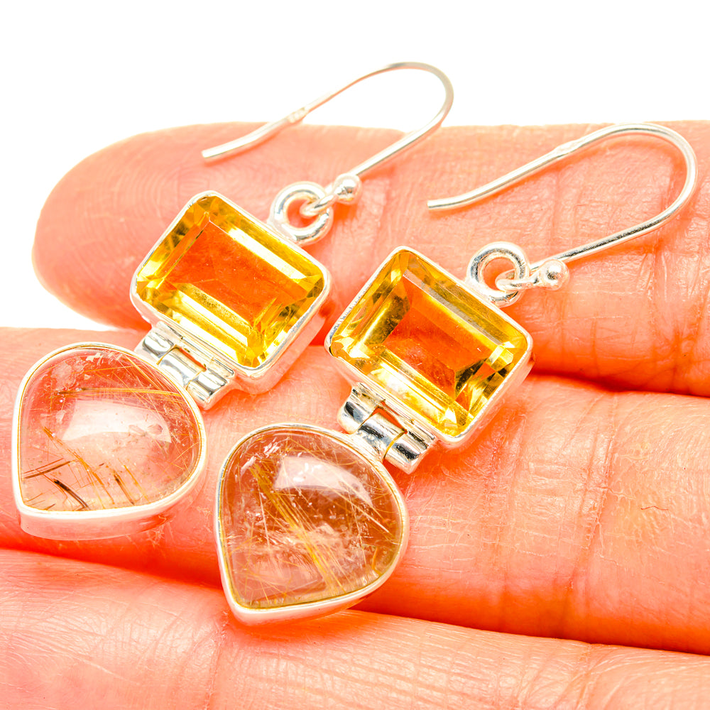 Rutilated Quartz Earrings handcrafted by Anasilvercos - EARR426698