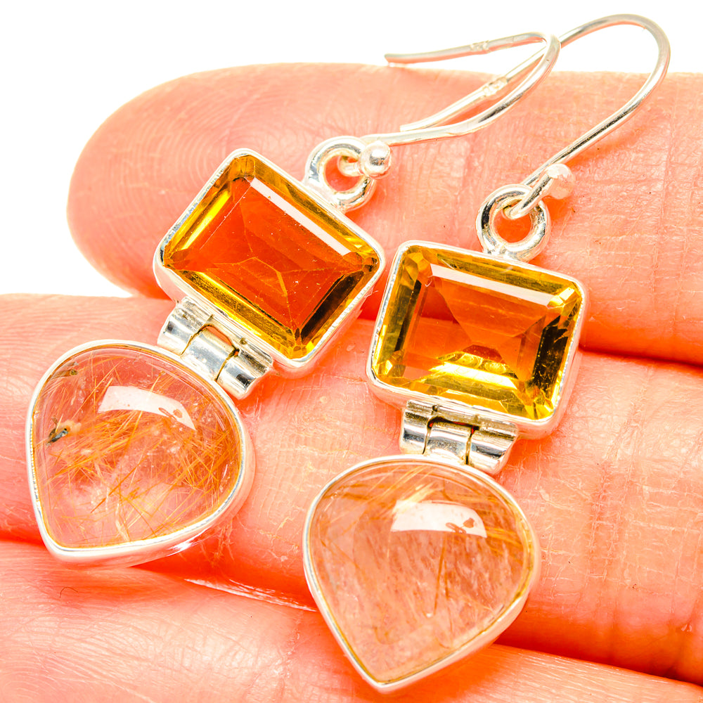 Rutilated Quartz Earrings handcrafted by Anasilvercos - EARR426704