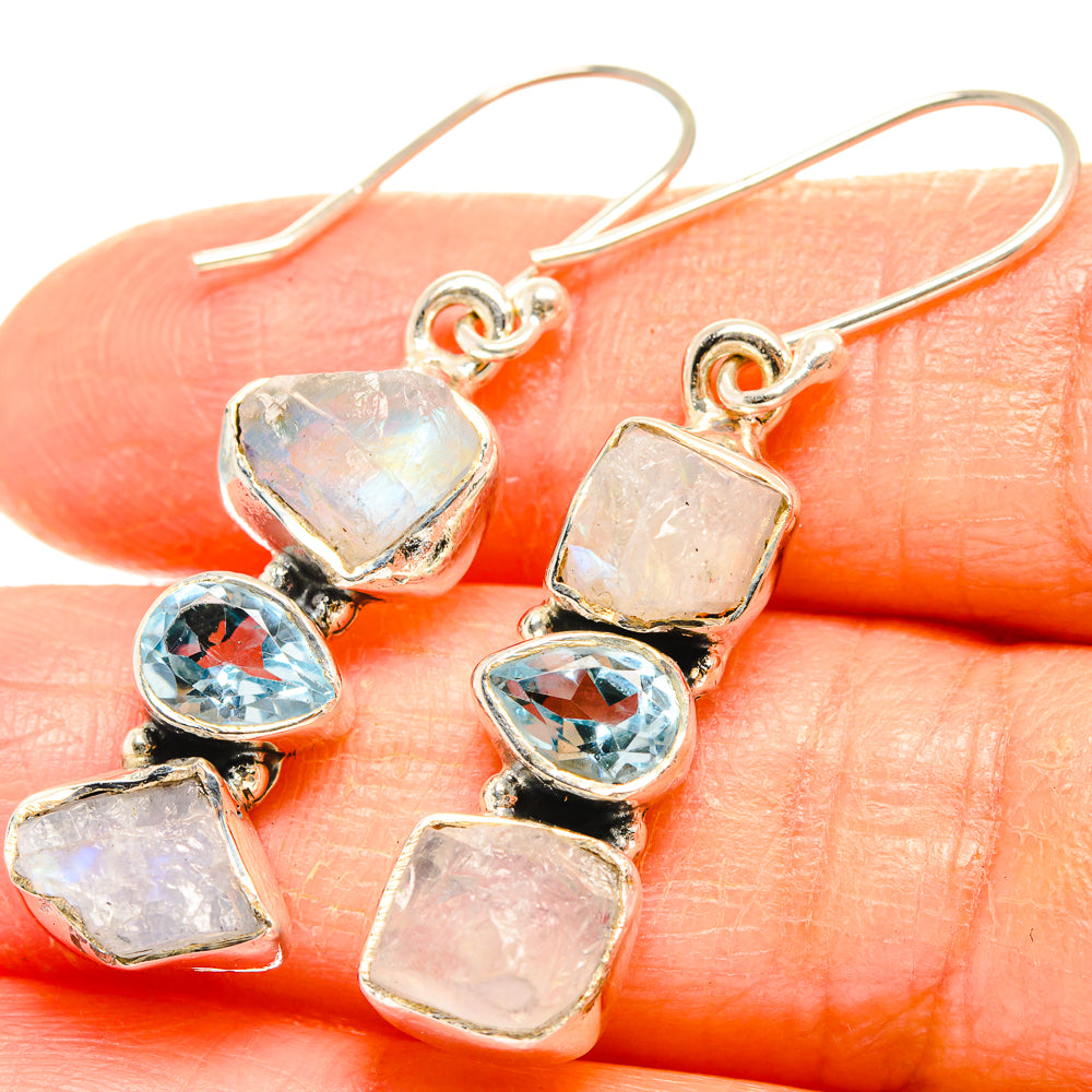 Rainbow Moonstone Earrings handcrafted by Anasilvercos - EARR426708