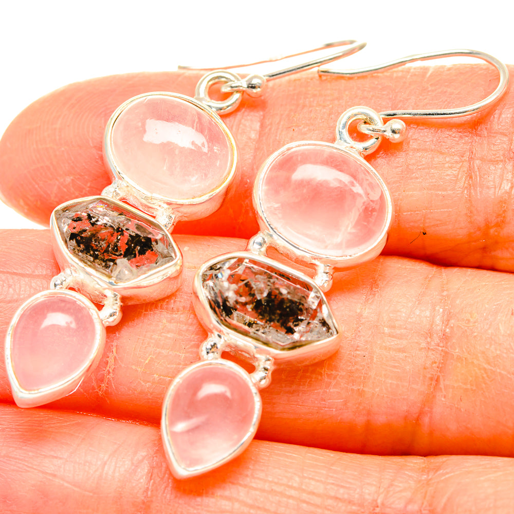 Rose Quartz Earrings handcrafted by Anasilvercos - EARR426721