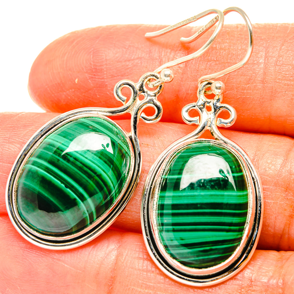 Malachite Earrings handcrafted by Anasilvercos - EARR426739