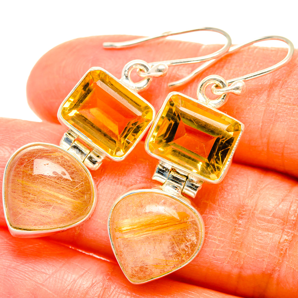Rutilated Quartz Earrings handcrafted by Anasilvercos - EARR426791