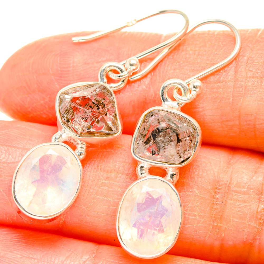 Rainbow Moonstone Earrings handcrafted by Anasilvercos - EARR426794