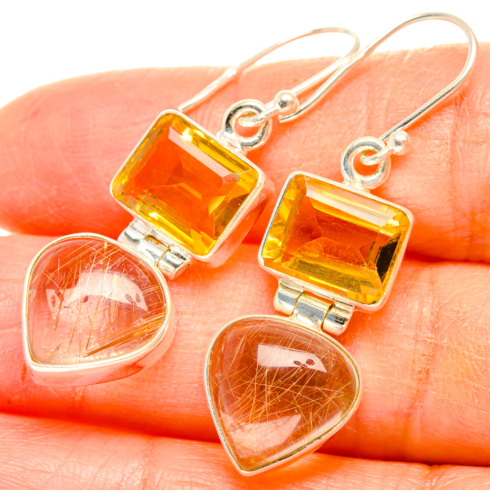Rutilated Quartz Earrings handcrafted by Anasilvercos - EARR426812