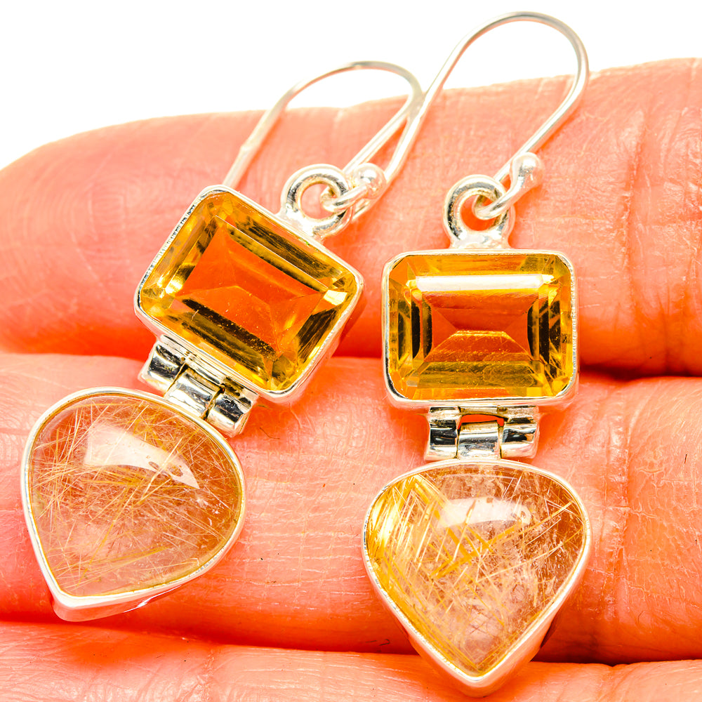 Rutilated Quartz Earrings handcrafted by Anasilvercos - EARR426834