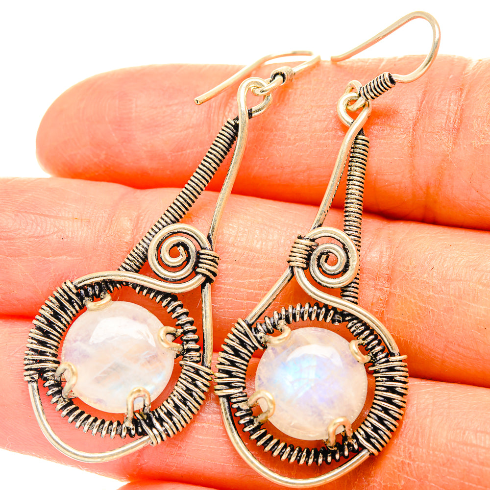 Rainbow Moonstone Earrings handcrafted by Anasilvercos - EARR426836