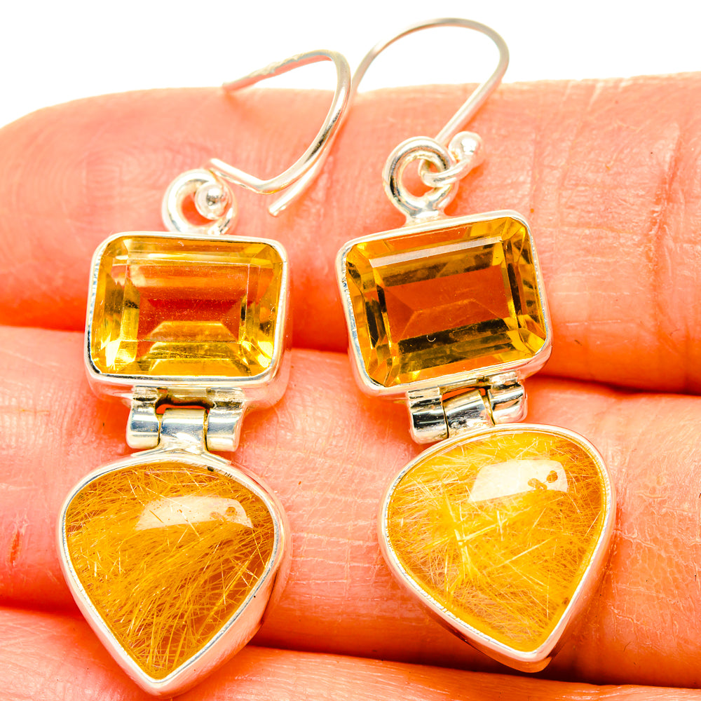 Rutilated Quartz Earrings handcrafted by Anasilvercos - EARR426839