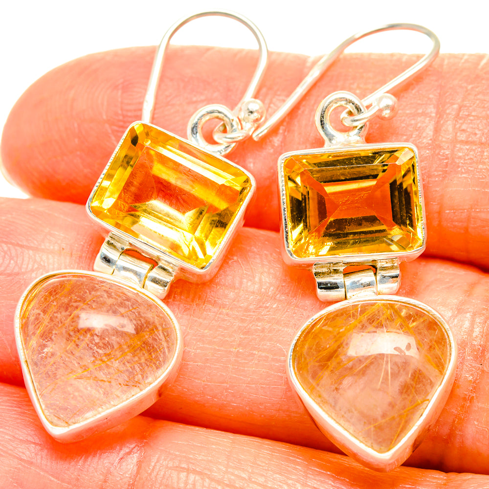 Rutilated Quartz Earrings handcrafted by Anasilvercos - EARR426854