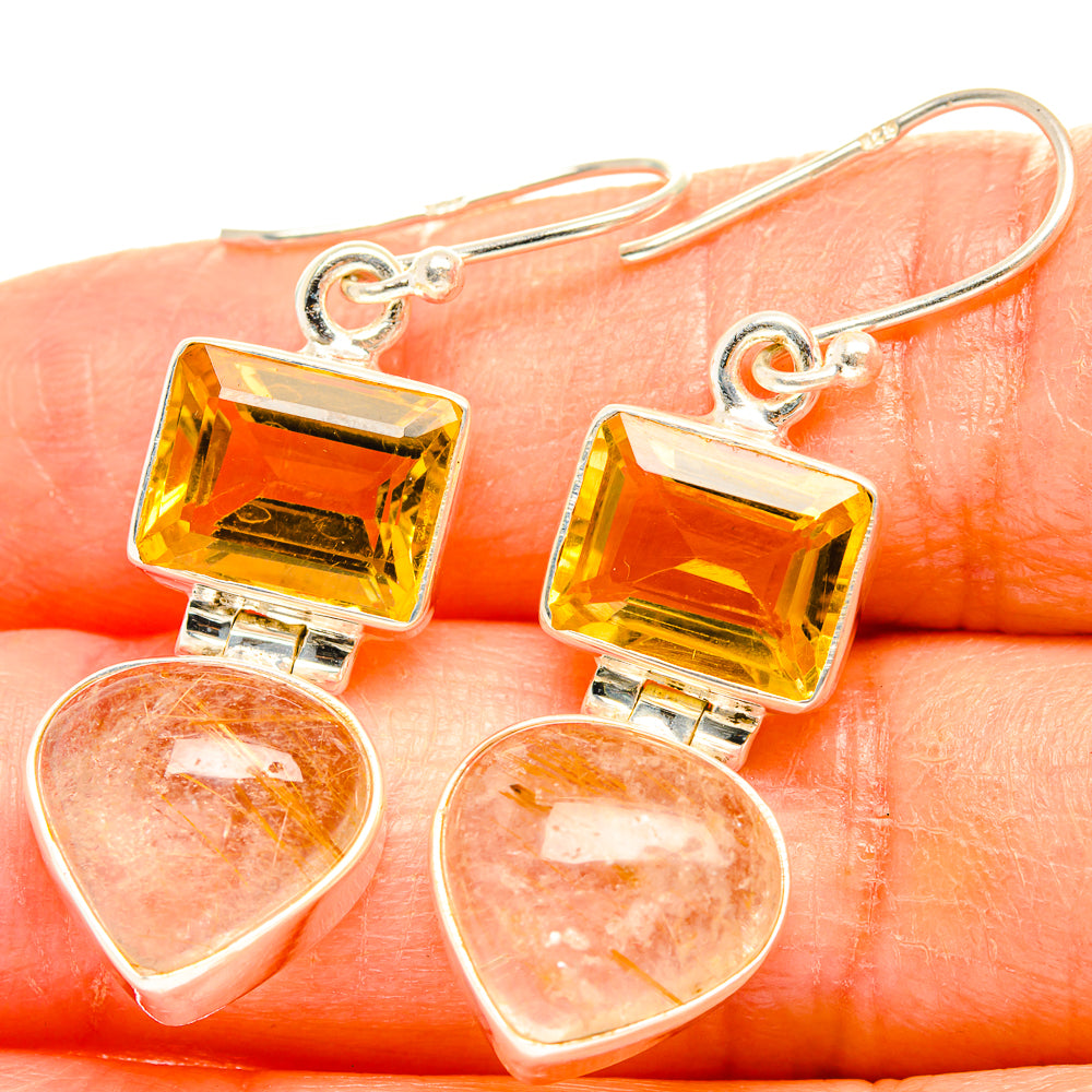Rutilated Quartz Earrings handcrafted by Anasilvercos - EARR426867