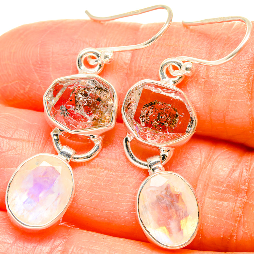 Rainbow Moonstone Earrings handcrafted by Anasilvercos - EARR426920