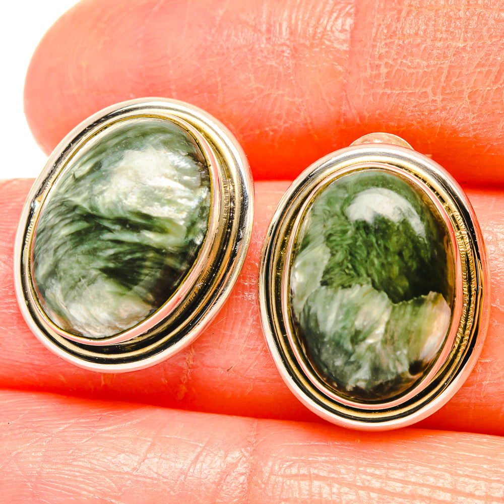 Seraphinite Earrings handcrafted by Anasilvercos - EARR426923