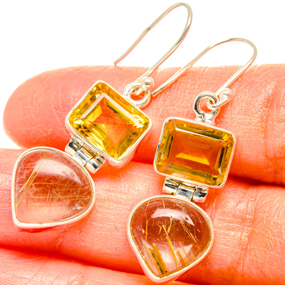 Rutilated Quartz Earrings handcrafted by Anasilvercos - EARR426924
