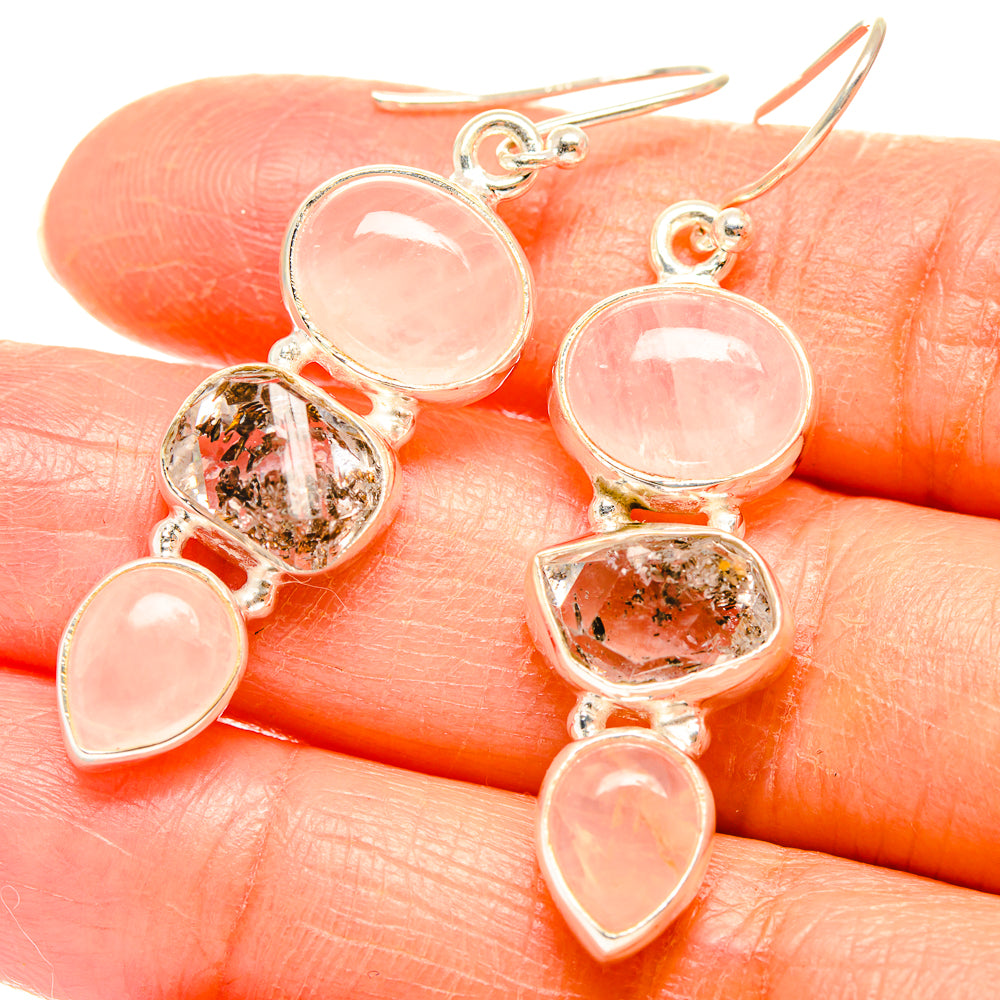 Rose Quartz Earrings handcrafted by Anasilvercos - EARR426929