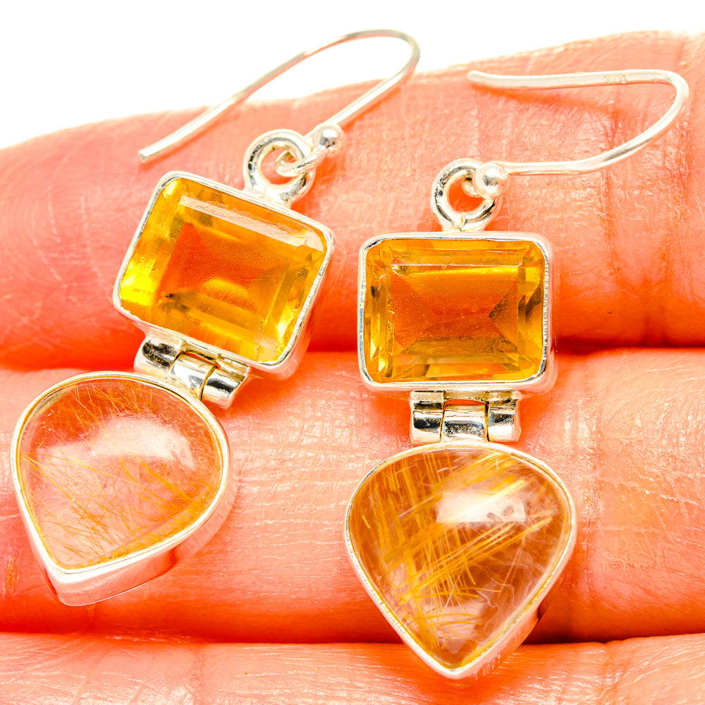 Rutilated Quartz Earrings handcrafted by Anasilvercos - EARR426985