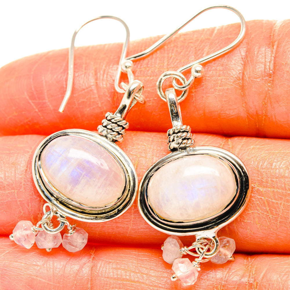 Rainbow Moonstone Earrings handcrafted by Anasilvercos - EARR427000