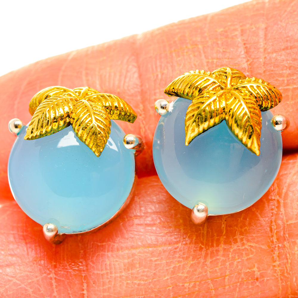 Aqua Chalcedony Earrings handcrafted by Anasilvercos - EARR427003