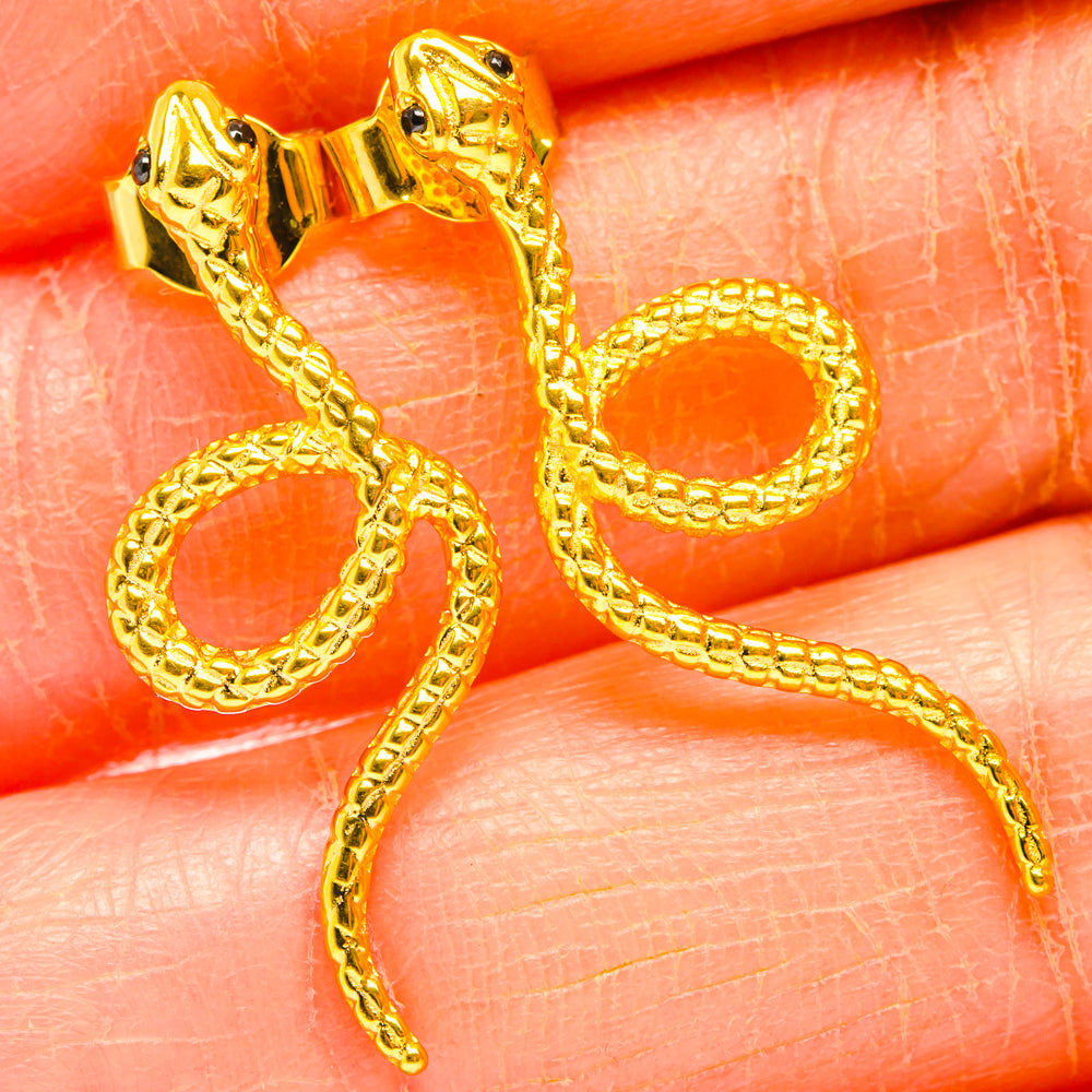 Golden Snake Earrings handcrafted by Anasilvercos - EARR427012