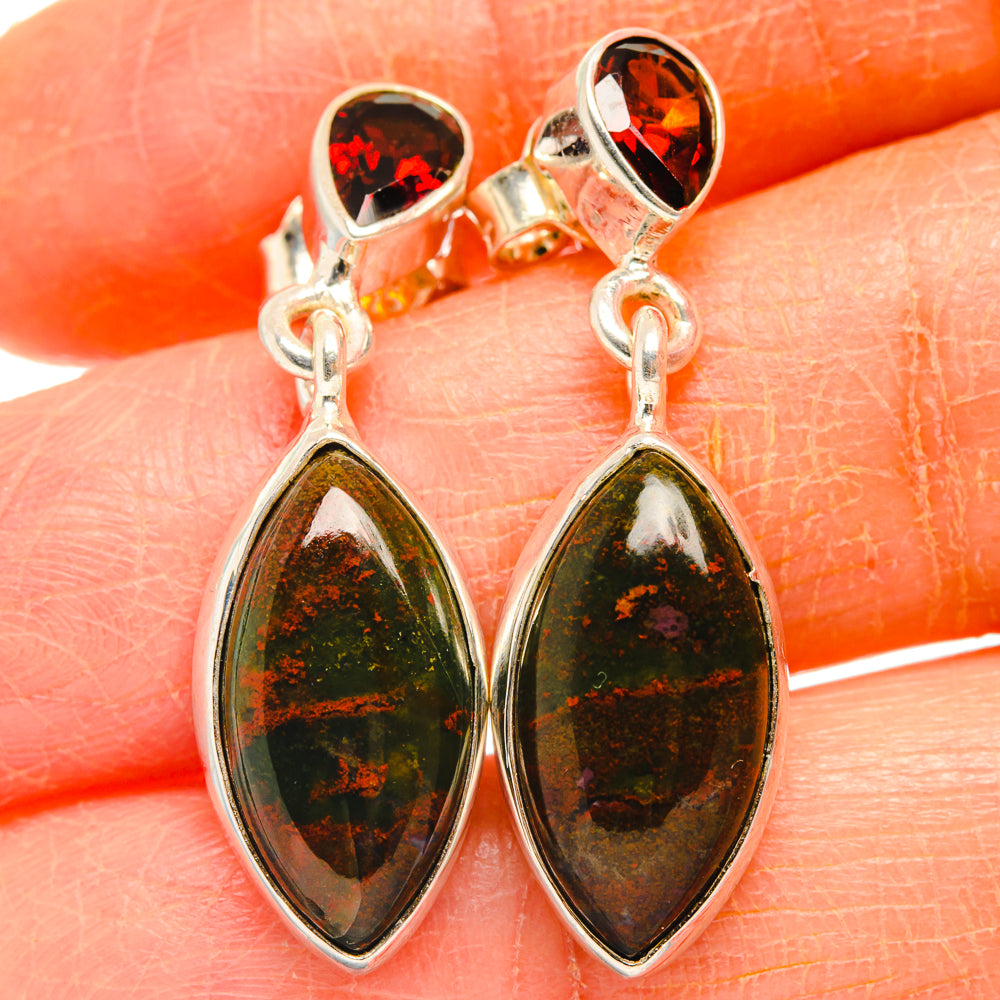 Bloodstone Earrings handcrafted by Anasilvercos - EARR427014