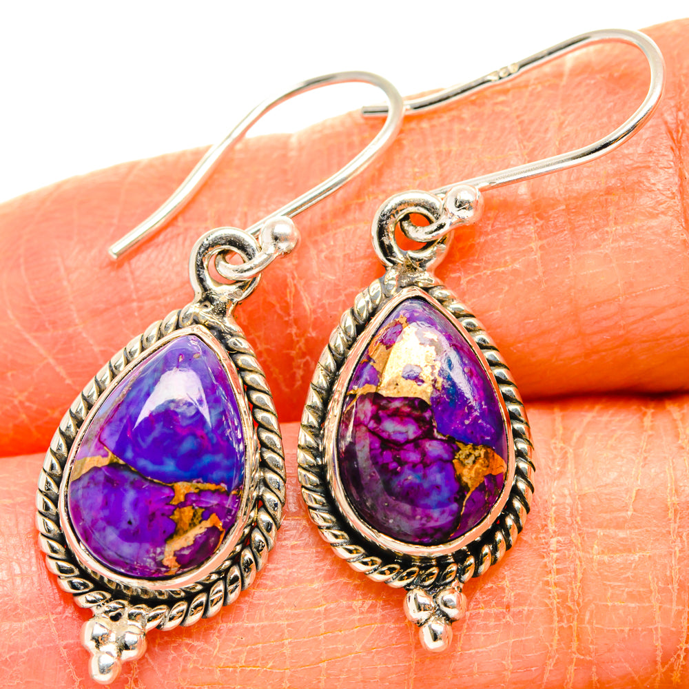 Purple Copper Composite Turquoise Earrings handcrafted by Anasilvercos - EARR427015
