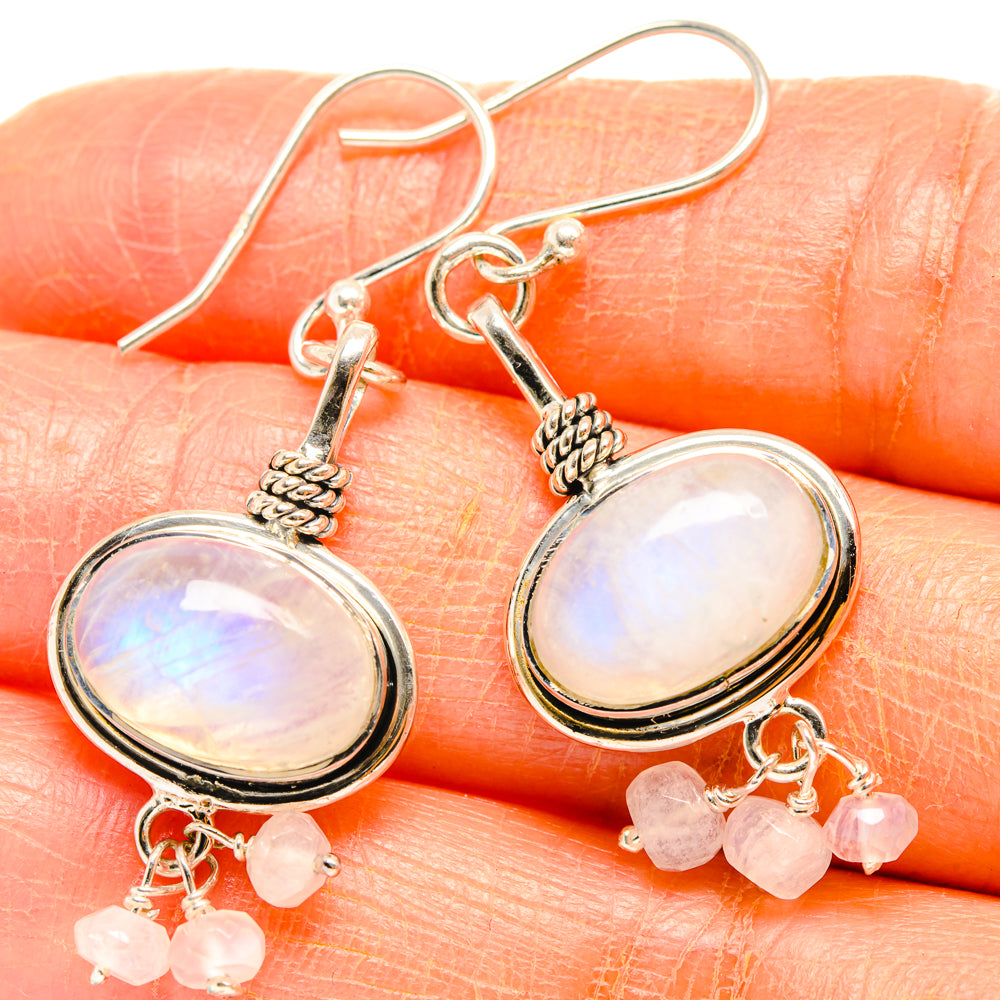 Rainbow Moonstone Earrings handcrafted by Anasilvercos - EARR427021