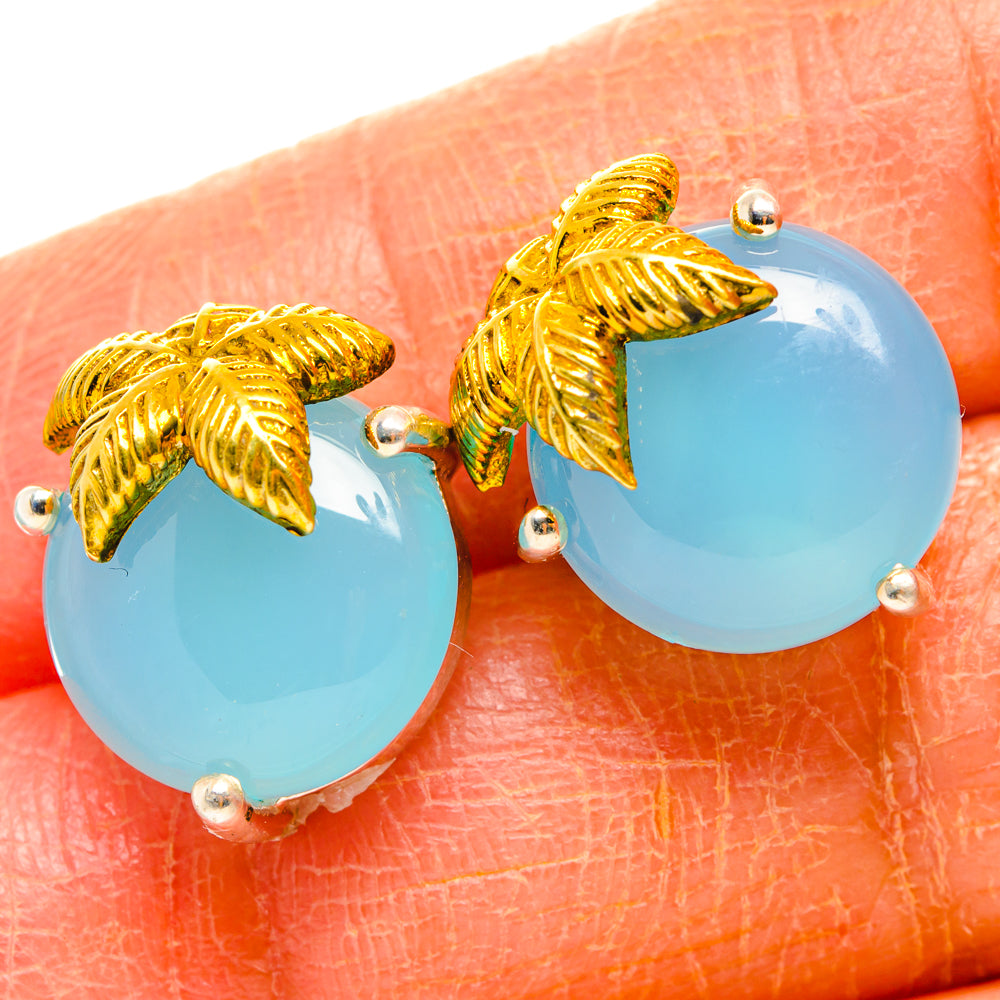 Aqua Chalcedony Earrings handcrafted by Anasilvercos - EARR427024