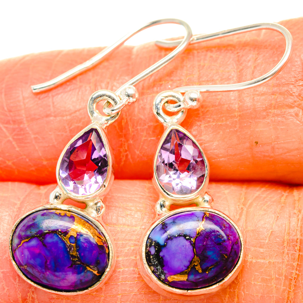 Purple Copper Composite Turquoise Earrings handcrafted by Anasilvercos - EARR427027