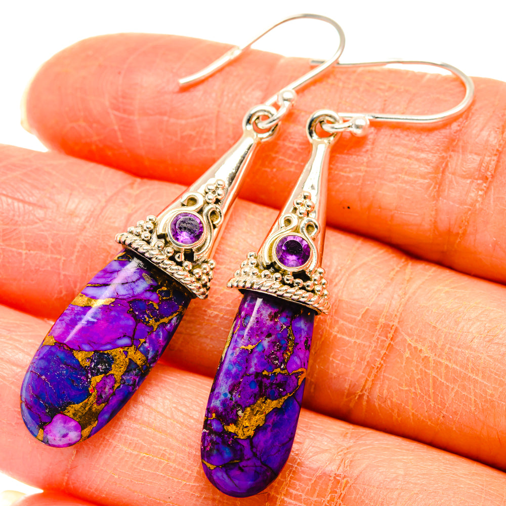 Purple Copper Composite Turquoise Earrings handcrafted by Anasilvercos - EARR427032