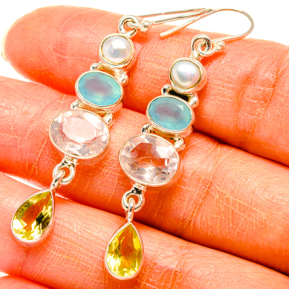 Rose Quartz Earrings handcrafted by Anasilvercos - EARR427036