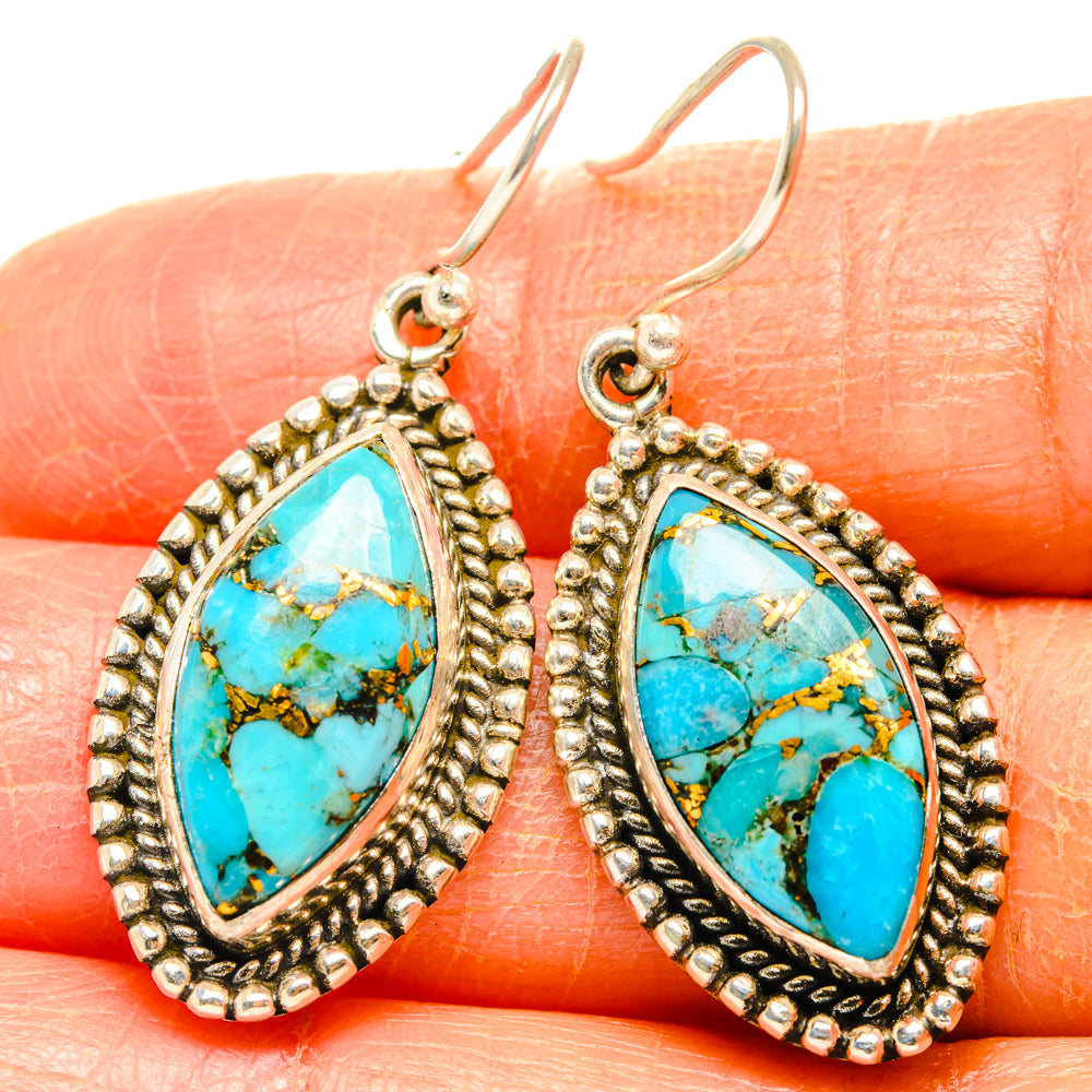 Blue Copper Composite Turquoise Earrings handcrafted by Anasilvercos - EARR427039