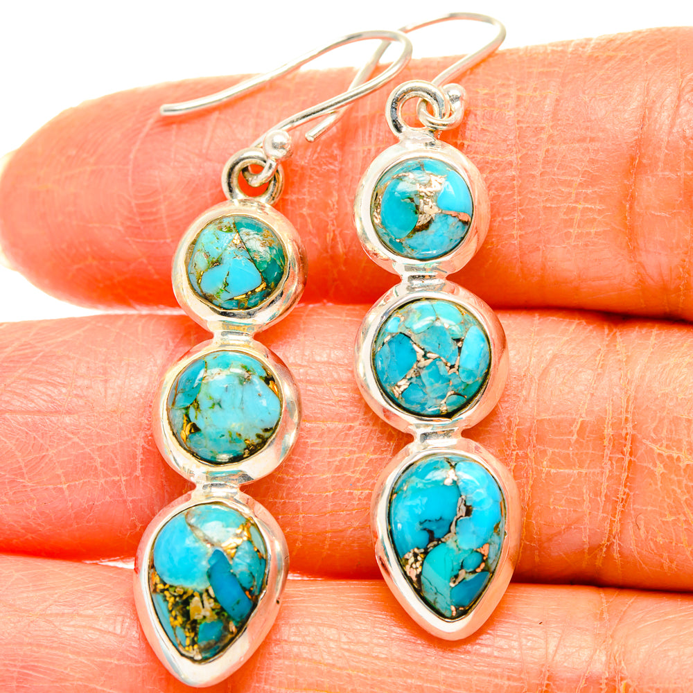 Blue Copper Composite Turquoise Earrings handcrafted by Anasilvercos - EARR427046