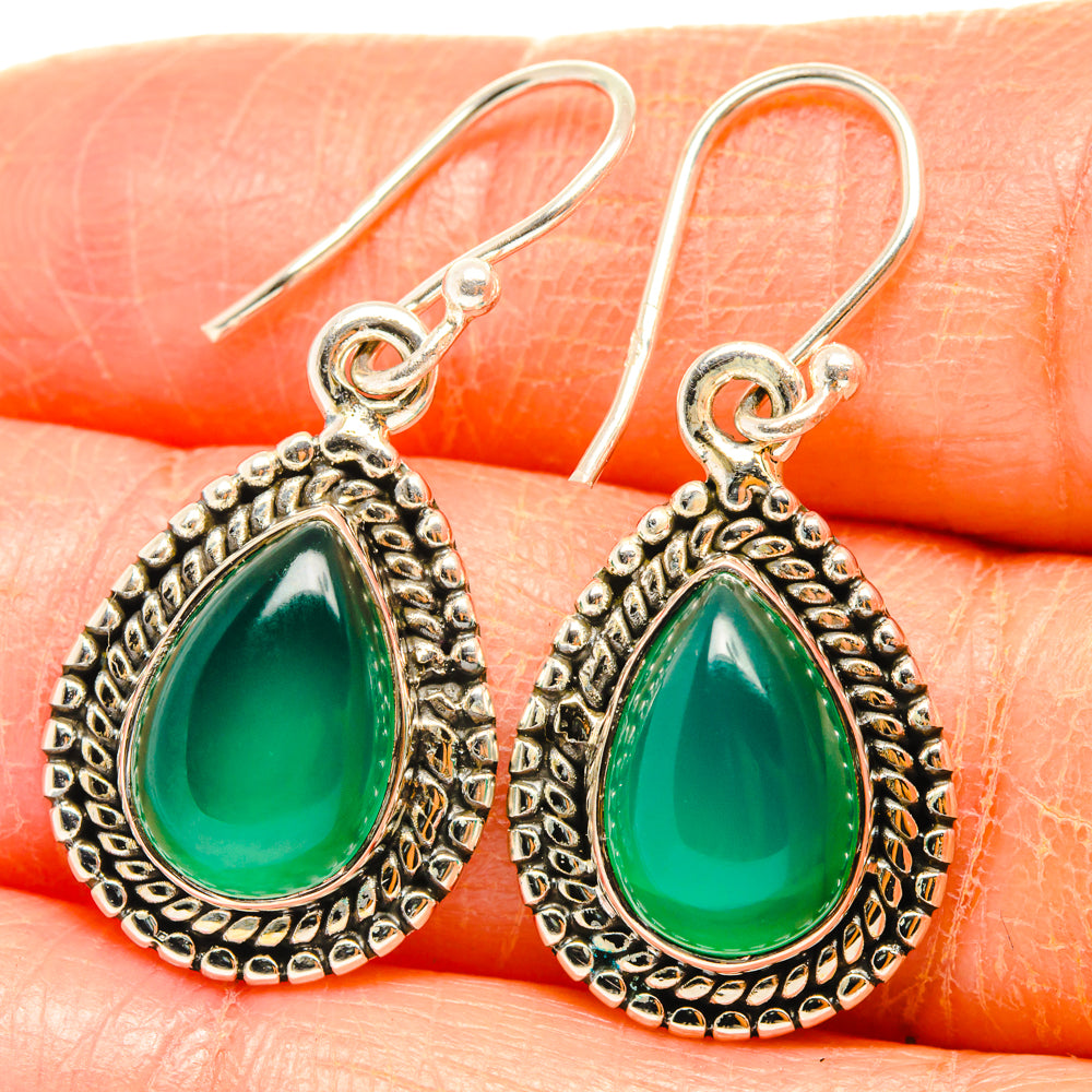 Green Onyx Earrings handcrafted by Anasilvercos - EARR427048