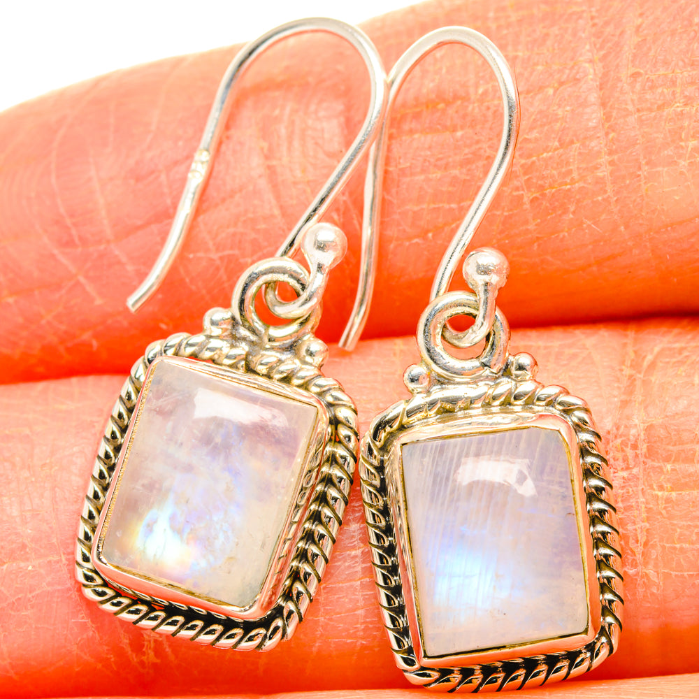 Rainbow Moonstone Earrings handcrafted by Anasilvercos - EARR427054